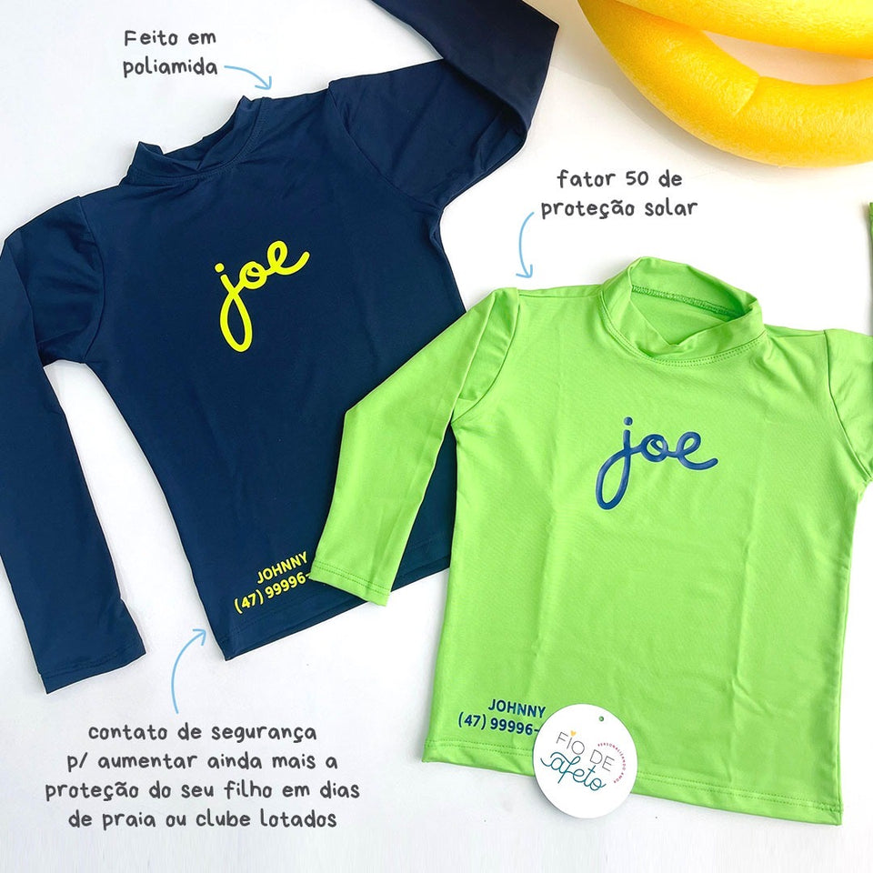 Camisa UV Verde Personalizada - De 0 a 16 Anos