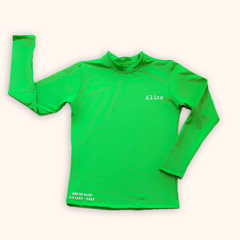 Camisa UV Verde Personalizada - De 0 a 16 Anos
