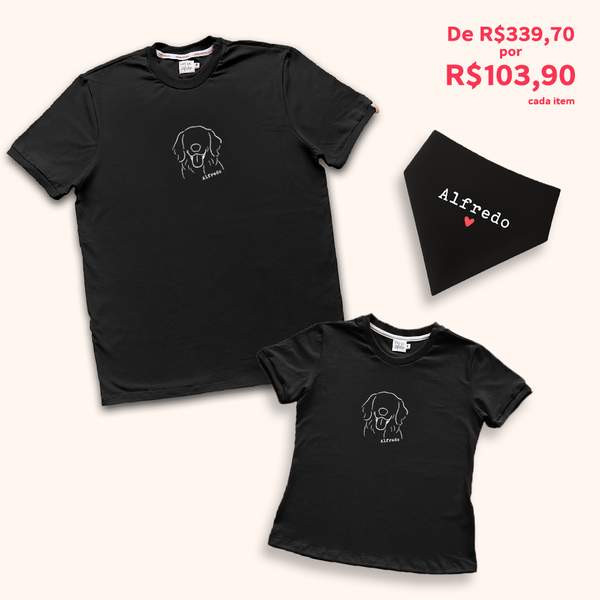 Kit Pet - Nossa Família | Camisa Básica + Baby Look + Bandana