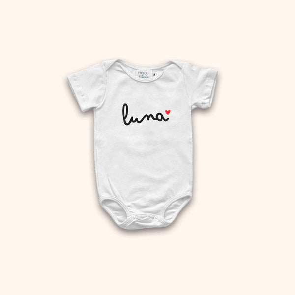 Body de Bebê Com Nome - Coração