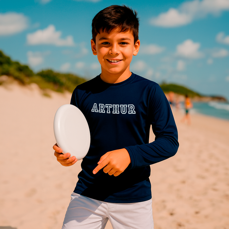 Camisa UV Azul Marinho Personalizada - De 0 a 16 Anos