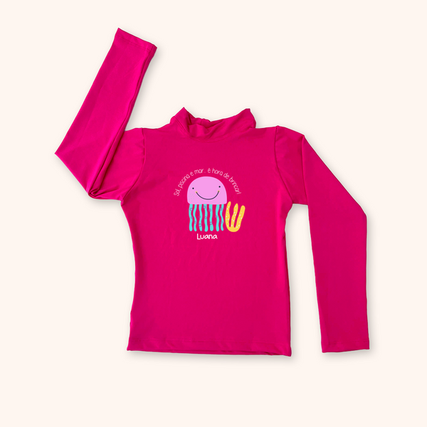 Camisa UV Infantil - Fundo do Mar - Água Viva | Com Nome
