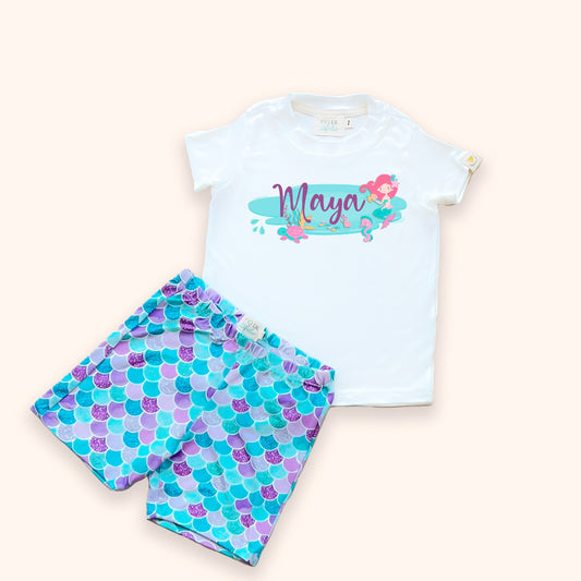 Pijama Infantil Personalizado com Nome - Sereia