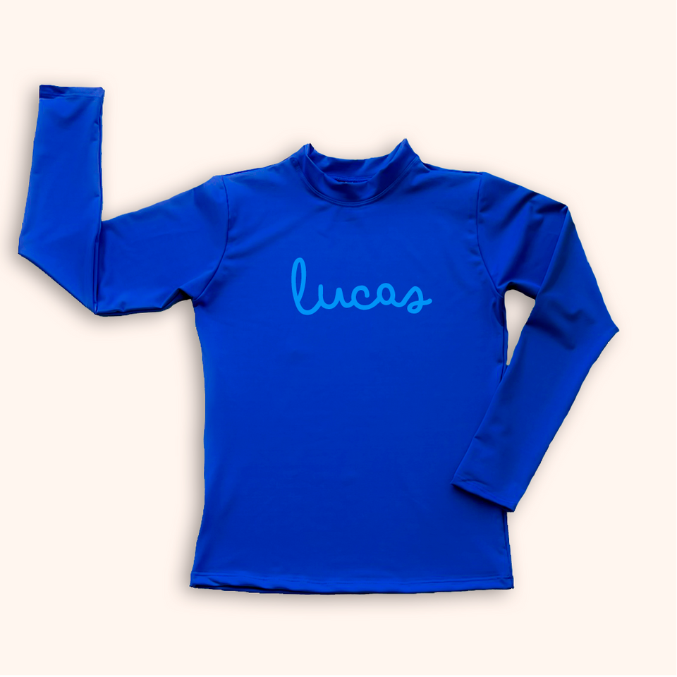 Camisa UV Azul Royal Personalizada - De 0 a 16 Anos