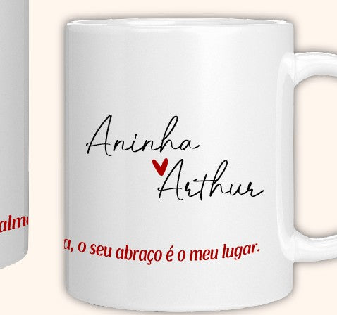 Caneca Foto do Casal em Line Art | Dia dos Namorados