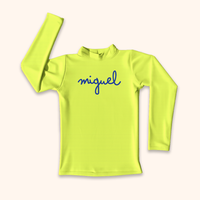 Camisa UV Amarela Neon Personalizada - De 0 a 16 Anos