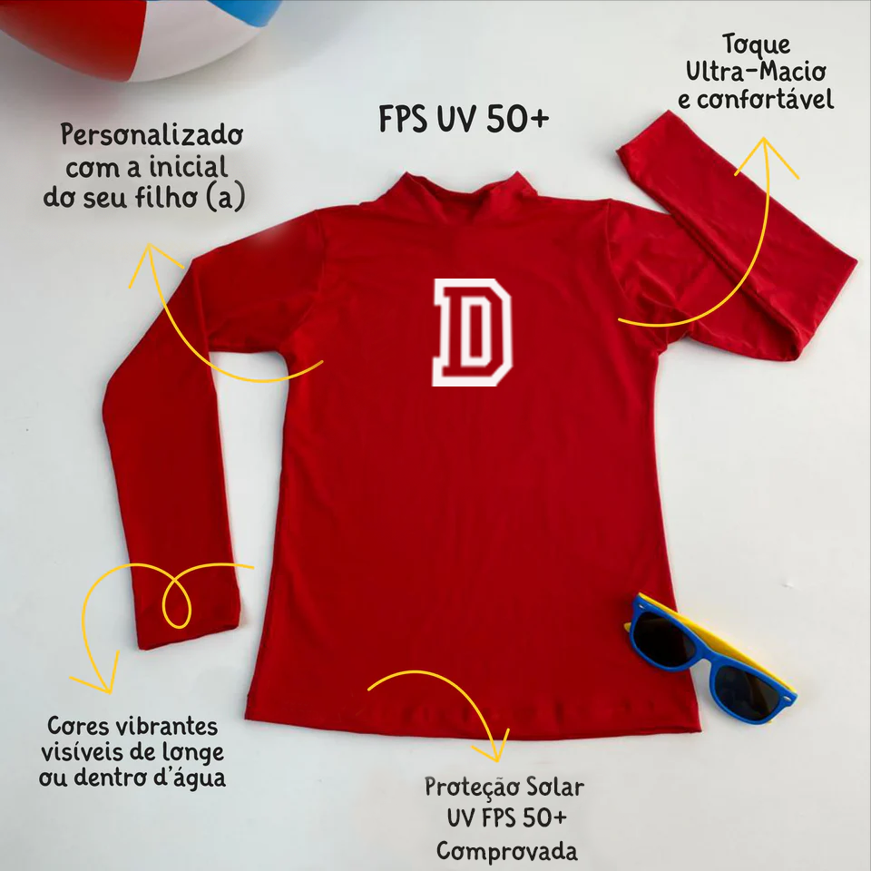 Camisa UV Vermelha INICIAL - Baby a 16 Anos
