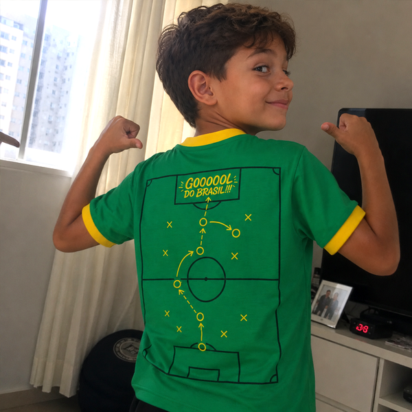 Camisa do Brasil Infantil - Iniciais Vintage | Copa do Mundo 2026
