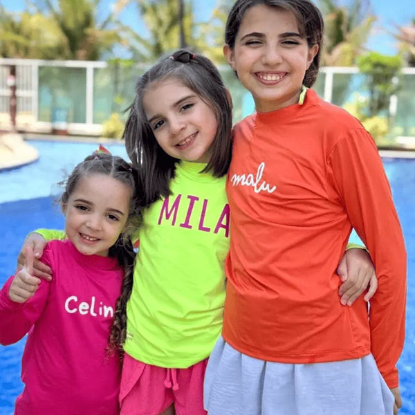 Camisa UV Infantil Com Nome  | Cores Sortidas