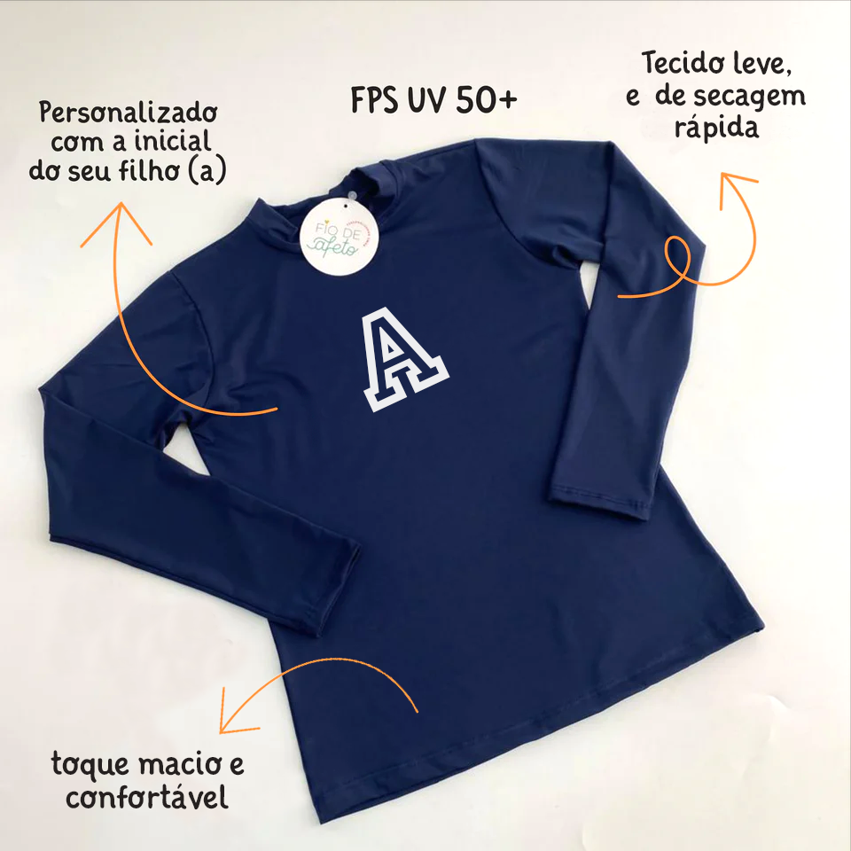 Camisa UV Azul Marinho INICIAL - Baby a 16 Anos