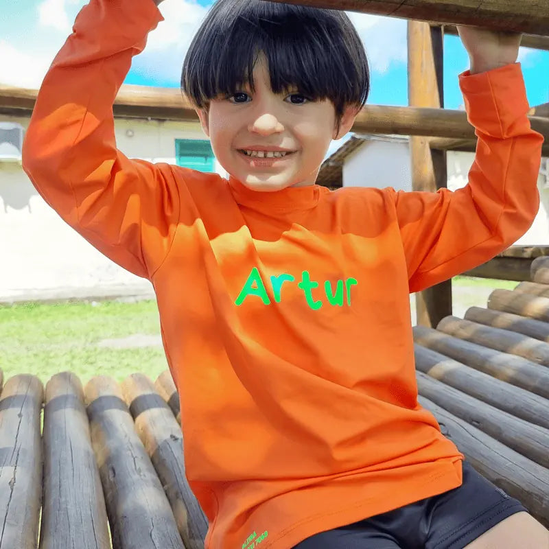Camisa UV Infantil Com Nome  | Cores Sortidas