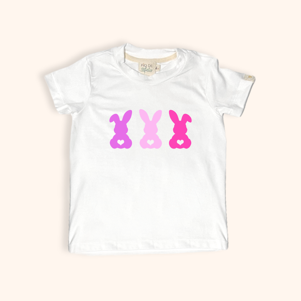 Camisa Infantil Conforto - Trio Coelhinhos da Páscoa