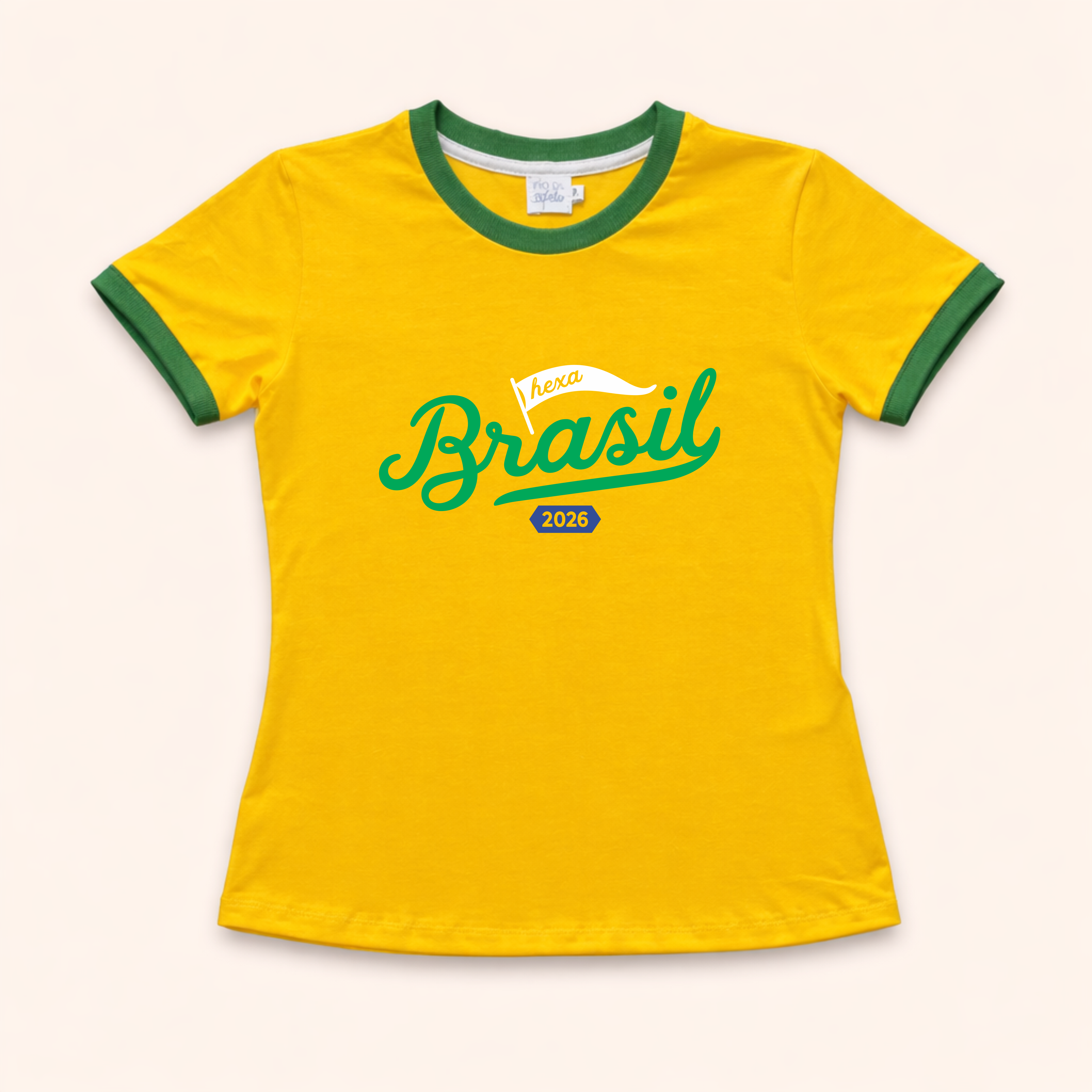Camisa Baby Look - Brasil Hexa | Copa do Mundo 2026