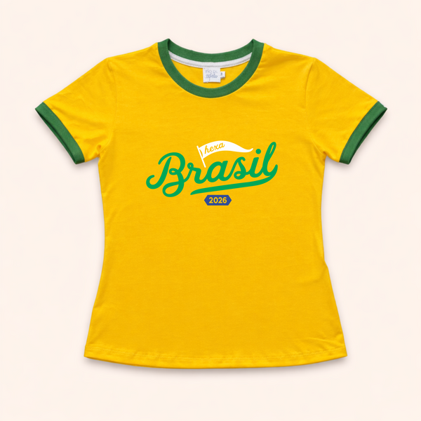 Camisa Baby Look - Brasil Hexa | Copa do Mundo 2026