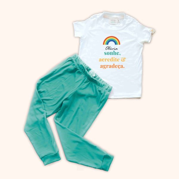 Pijama Infantil - Arco Írs - Sonhe (Verde)