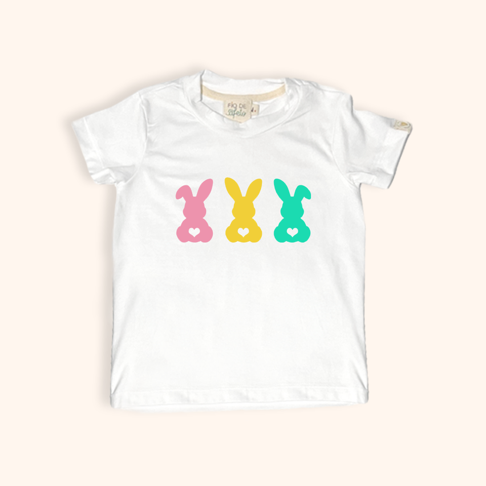 Camisa Infantil Conforto - Trio Coelhinhos da Páscoa