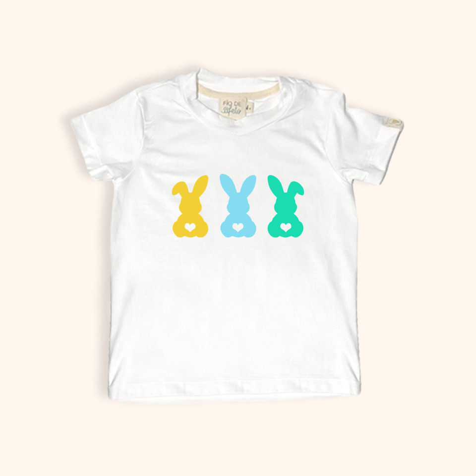 Camisa Infantil Conforto - Trio Coelhinhos da Páscoa
