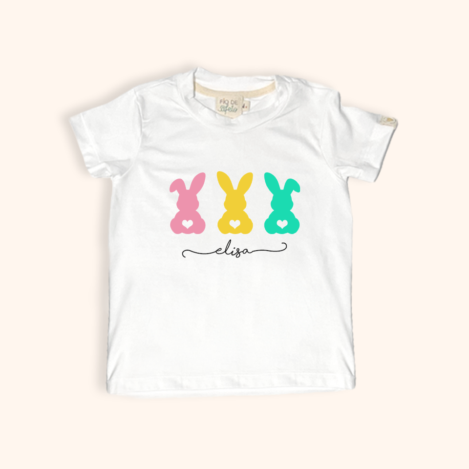 Camisa Infantil Conforto - Trio Coelhinhos da Páscoa