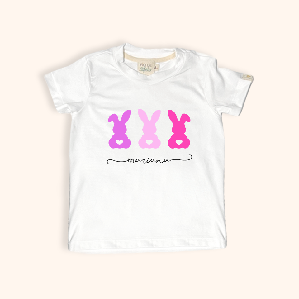 Camisa Infantil Conforto - Trio Coelhinhos da Páscoa