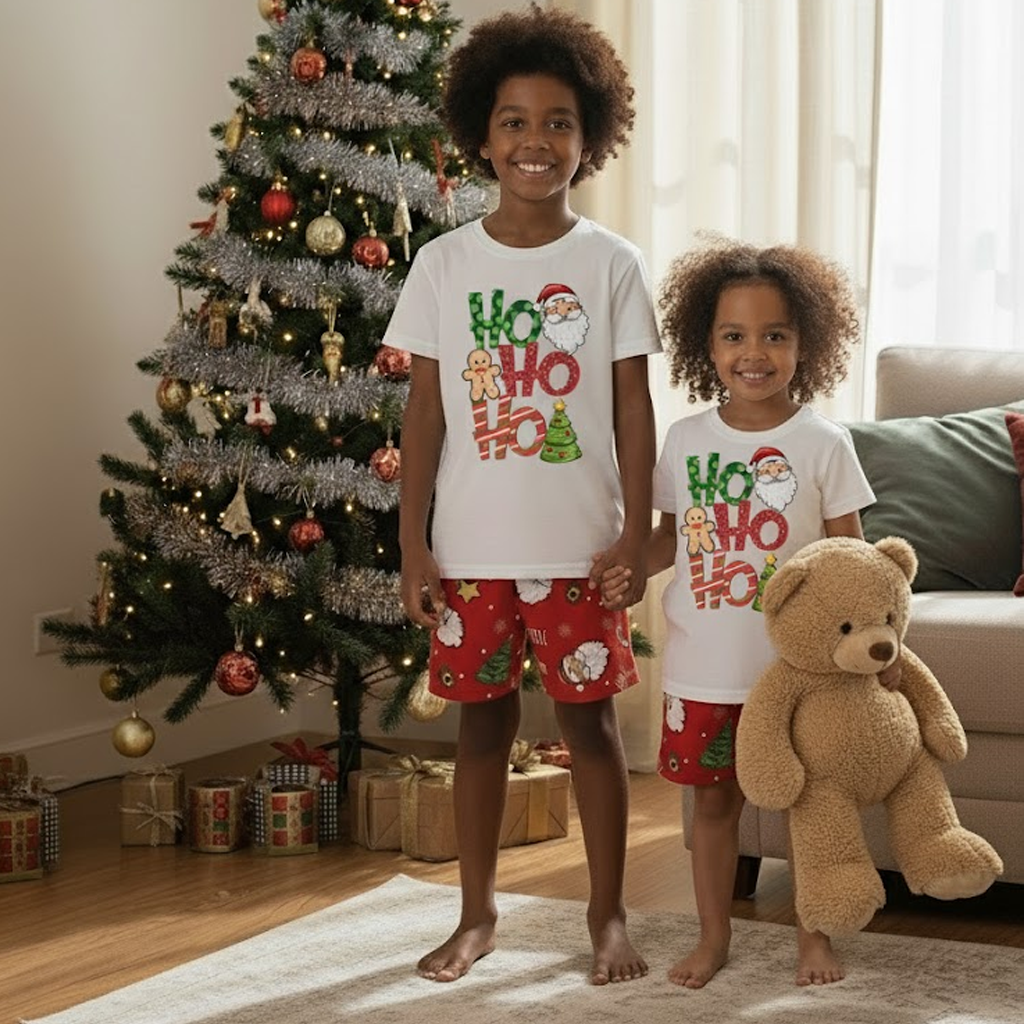 Camisa de Pijama INFANTIL Básica de Natal - HoHoHo | SALDÃO