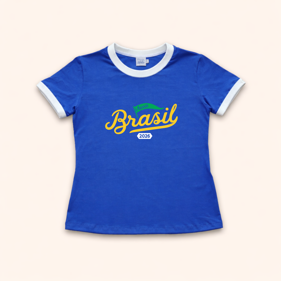 Camisa Baby Look - Brasil Hexa | Copa do Mundo 2026
