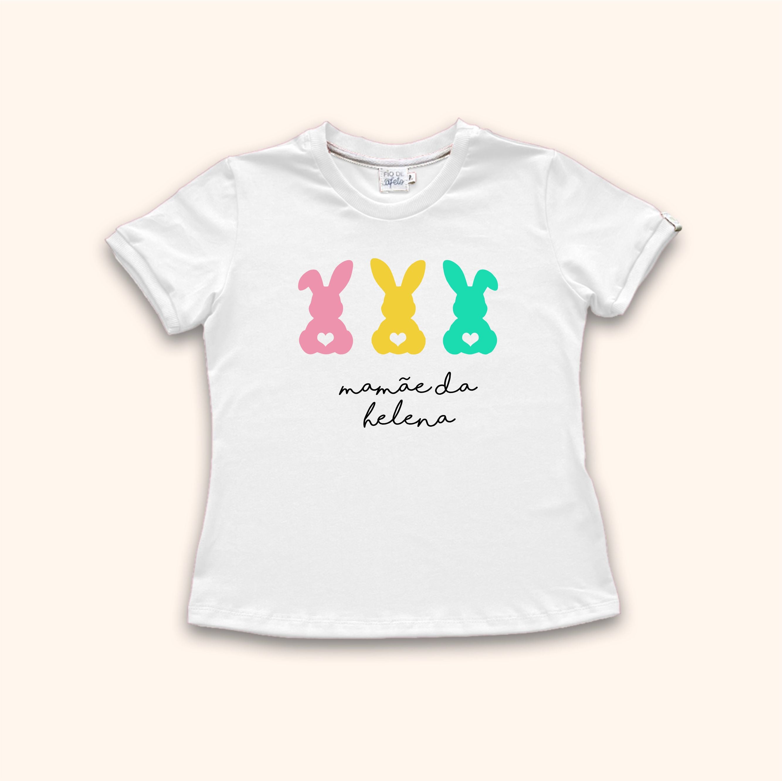 Camisa Adulta Trio Coelho Happiness - Baby Look