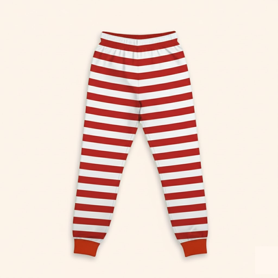 Calça de Pijama Infantil Natal - Listras Vermelhas