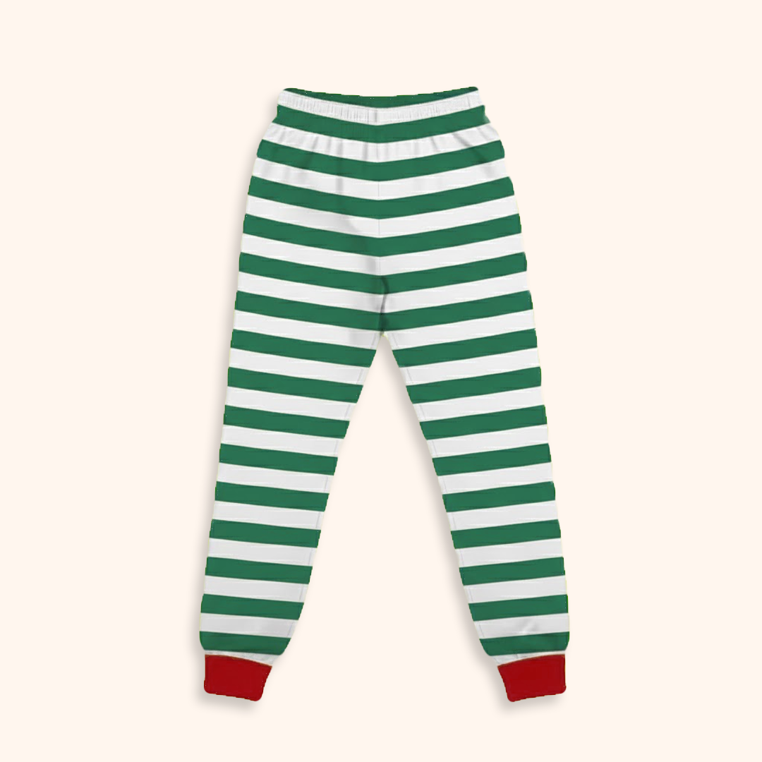 Calça de Pijama Infantil Natal - Listras Verdes