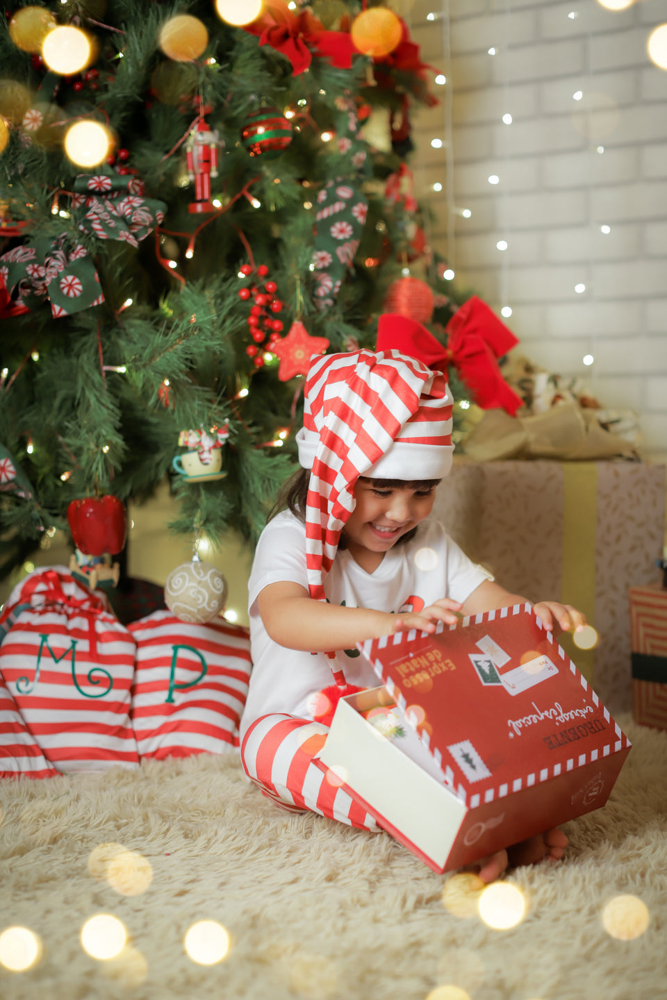 Gorro Listrado Verde Natal Unico - Base