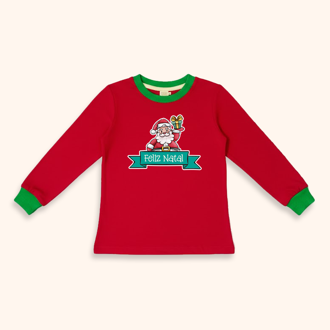 Camisa de Pijama Infantil Natal - Manga Longa