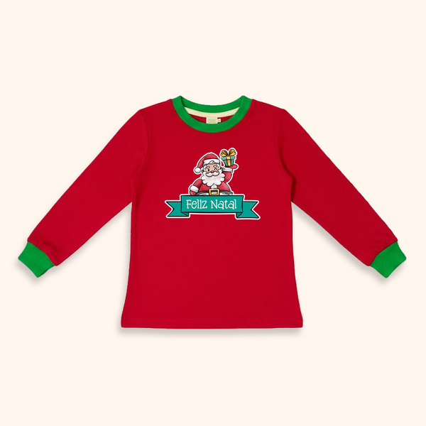 Camisa de Pijama Infantil Natal - Manga Longa