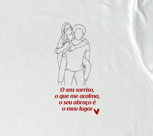 Pijama Foto do Casal em Line Art | Dia dos Namorados