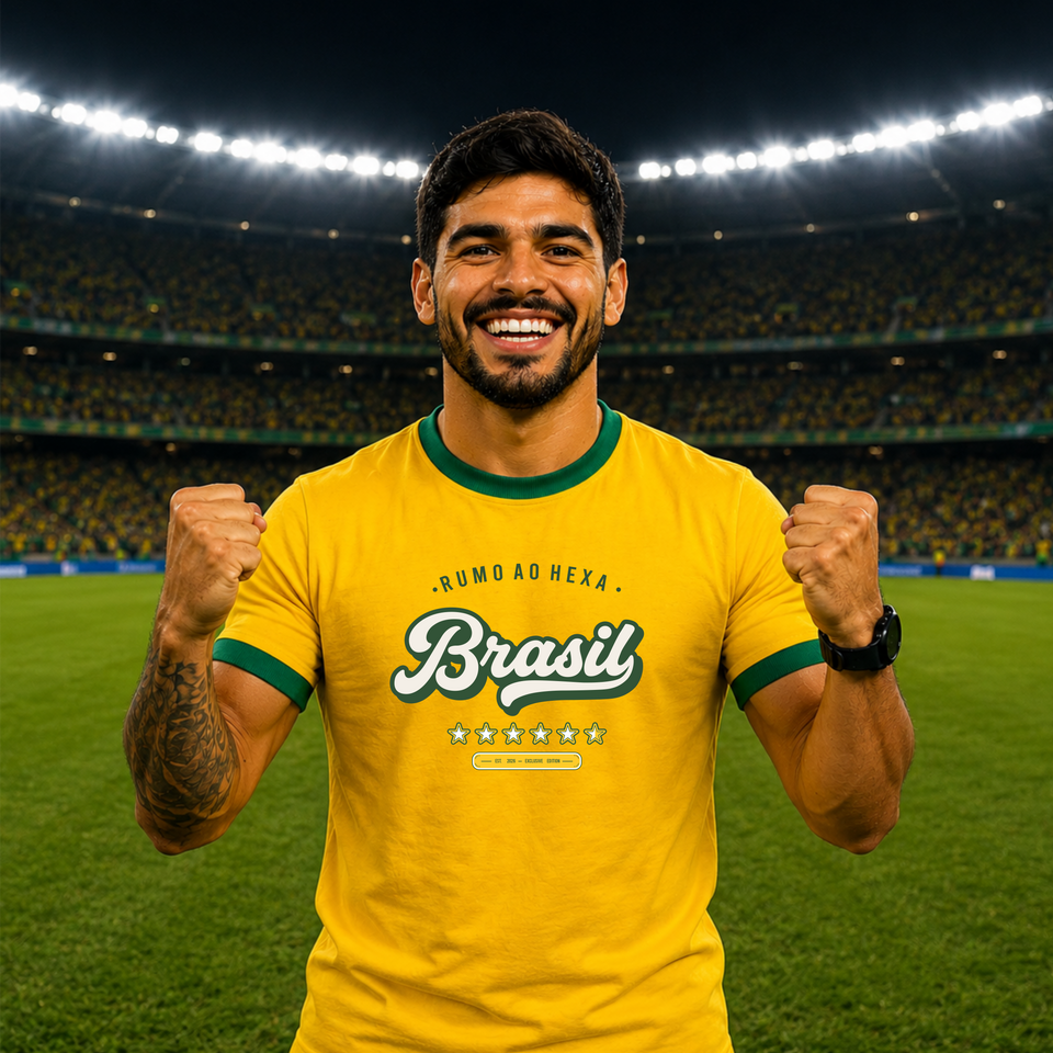 Camisa Adulto - Brasil Rumo ao Hexa | Copa do Mundo 2026