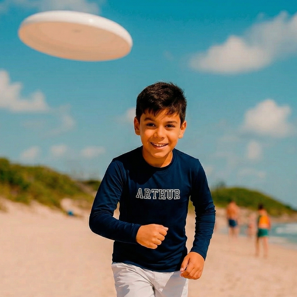 Camisa UV Azul Marinho Personalizada - De 0 a 16 Anos