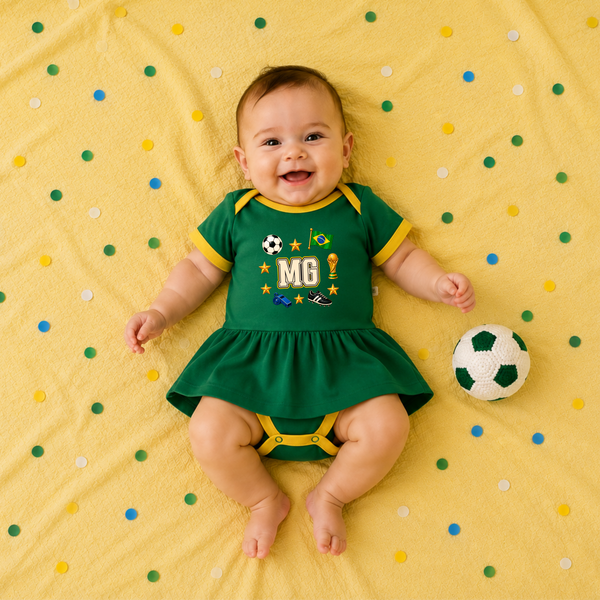 Body de Bebê Do Brasil - Iniciais Vintage | Copa do Mundo 2026