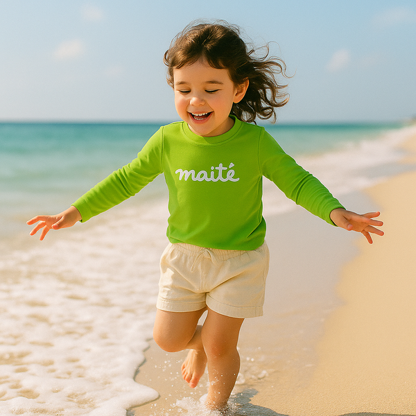 Camisa UV Verde Personalizada - De 0 a 12 Anos