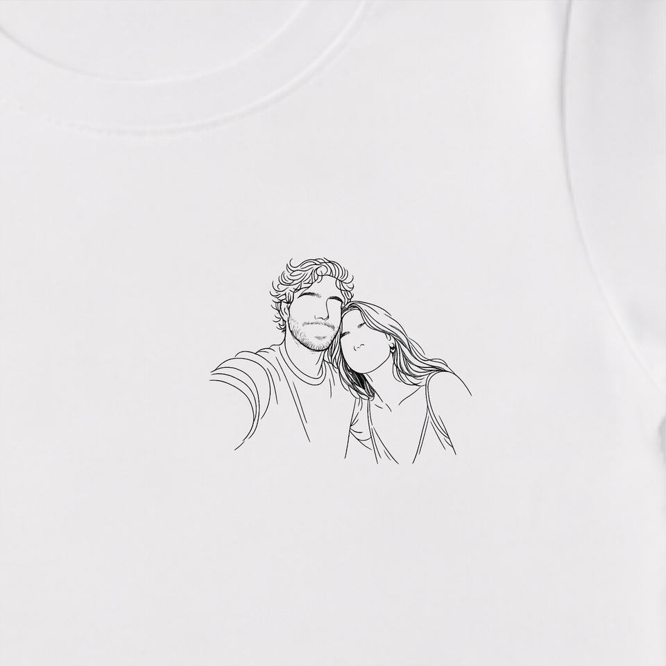 Pijama Foto do Casal em Line Art | Dia dos Namorados