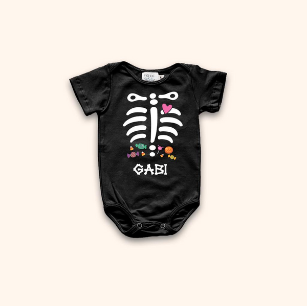 Body Bebê Personalizado - Halloween Esqueleto