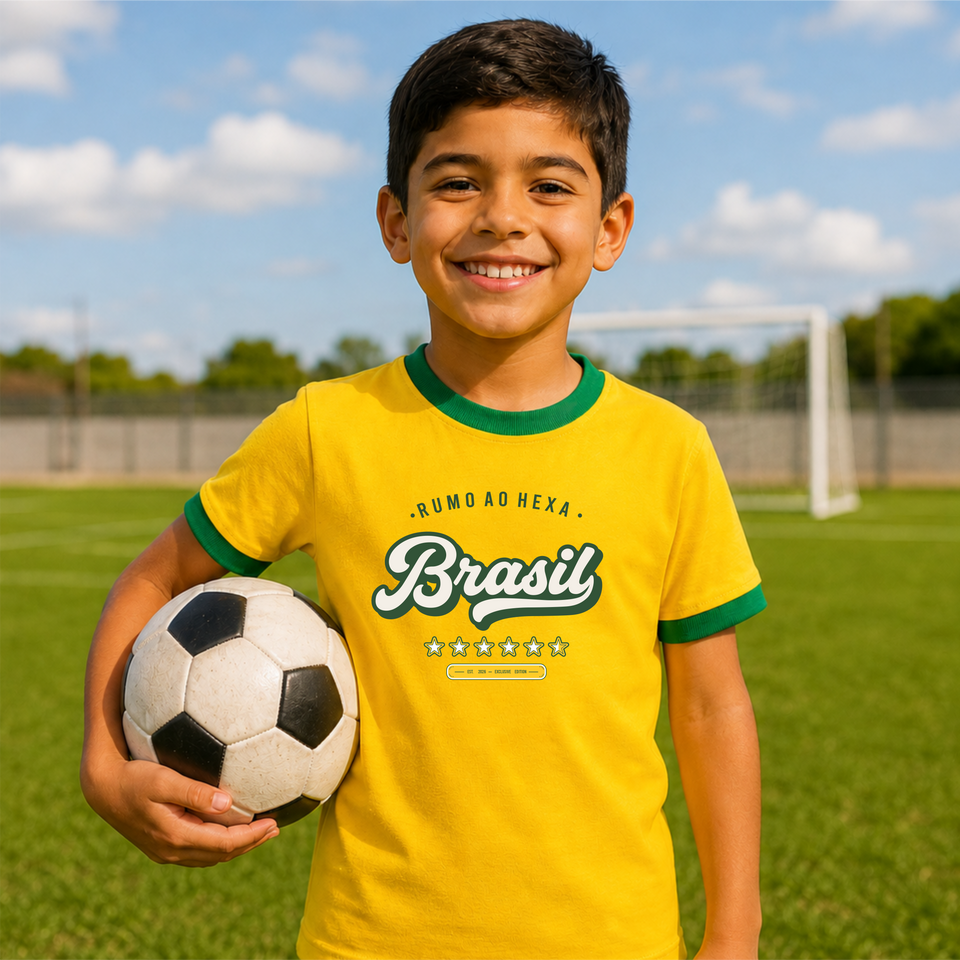 Camisa Infantil - Brasil Rumo ao Hexa | Copa do Mundo 2026