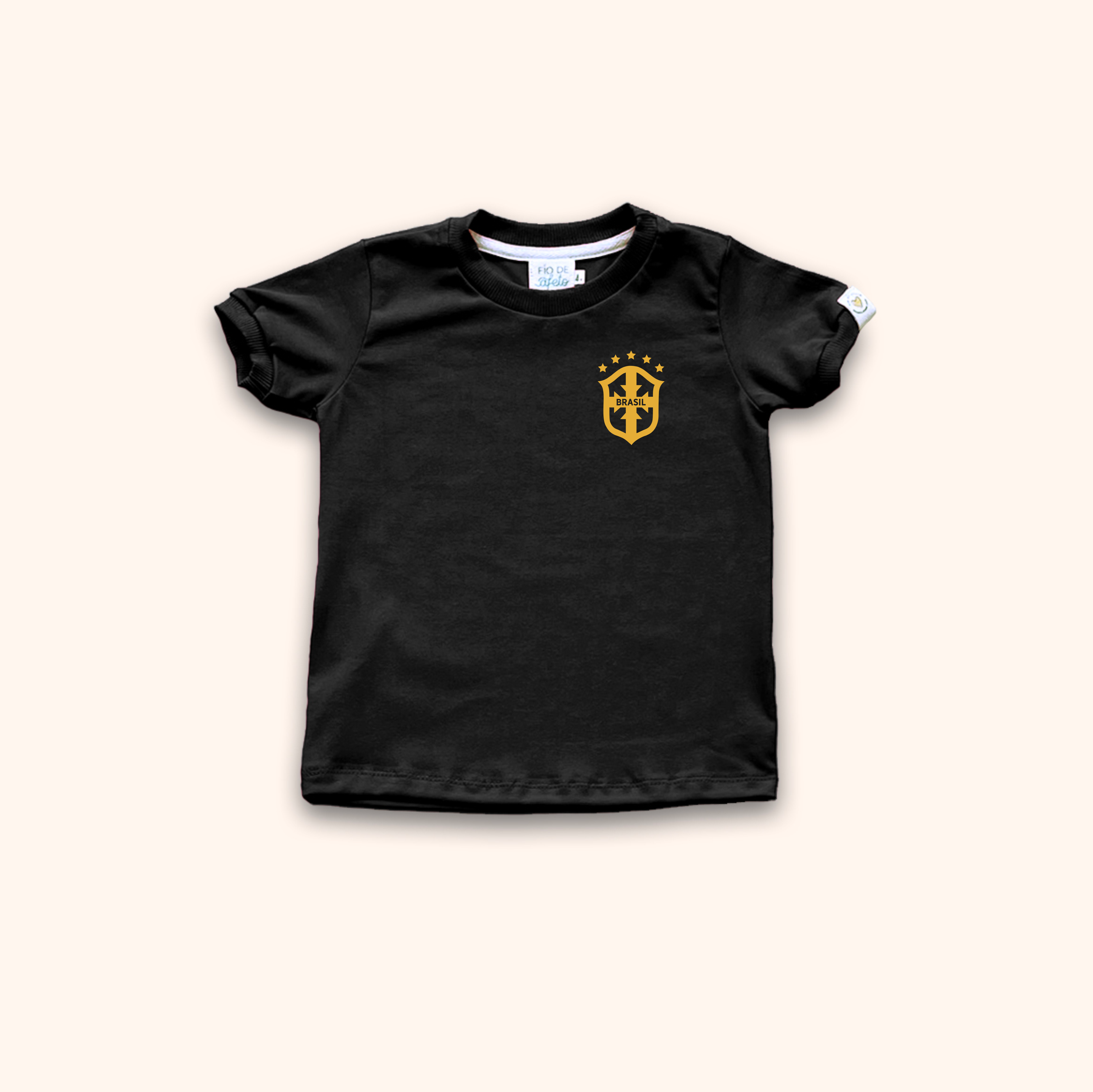 Camisa Infantil - Brasil Escudo Dourado | Copa do Mundo 2026