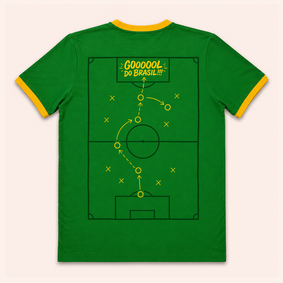 Camisa do Brasil Adulto - Iniciais Vintage | Copa do Mundo 2026
