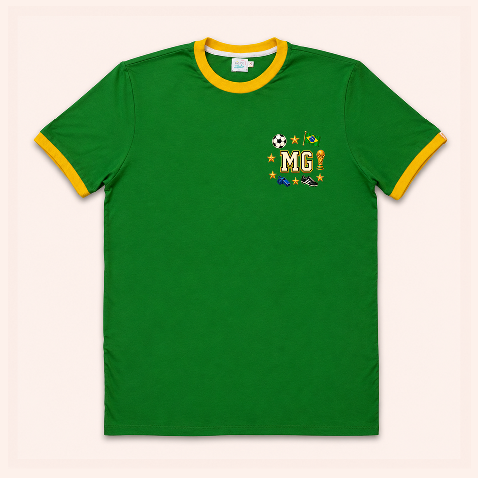 Camisa do Brasil Adulto - Iniciais Vintage | Copa do Mundo 2026