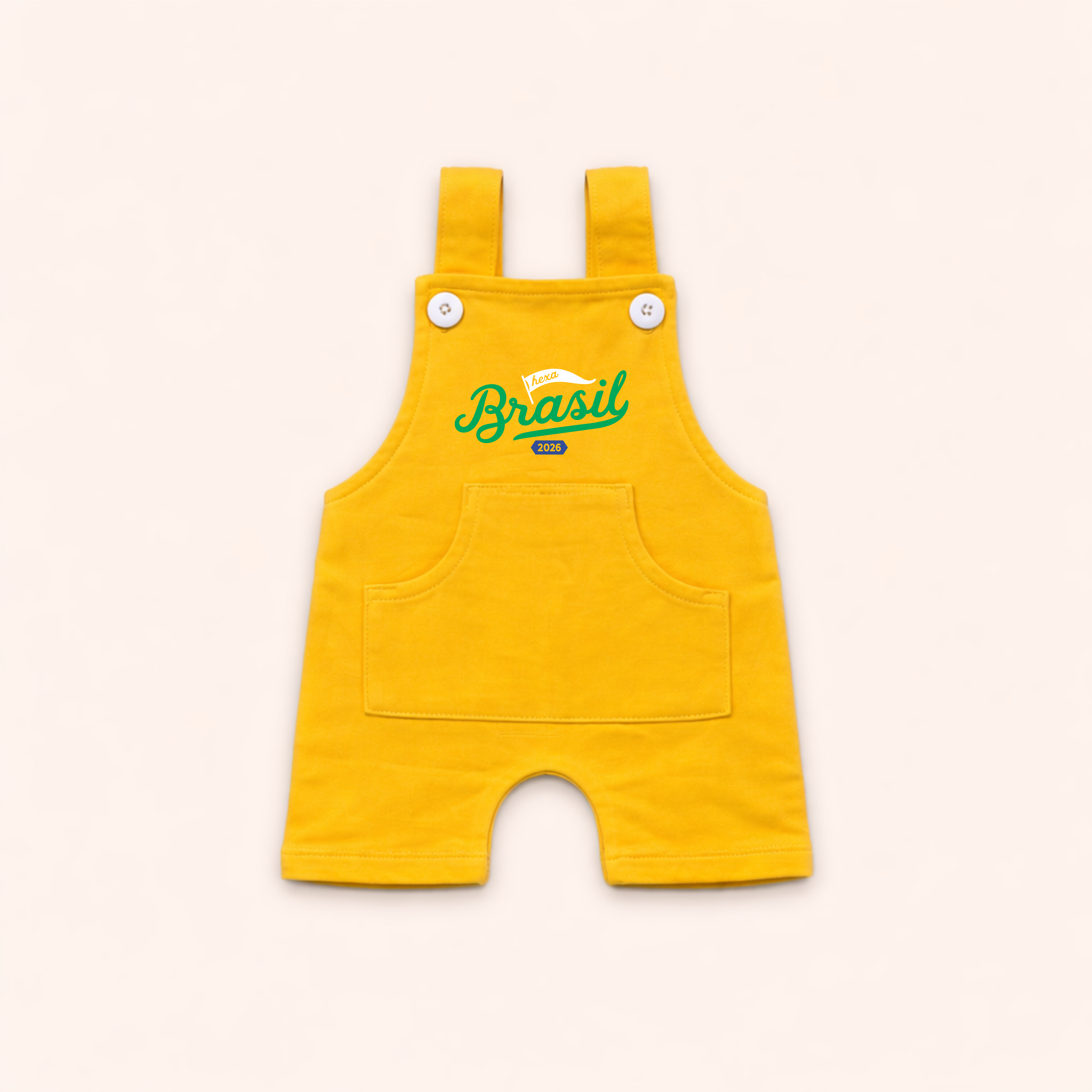 Conjunto de Bebê Brasil Hexa - Body + Jardineira | Copa do Mundo 2026