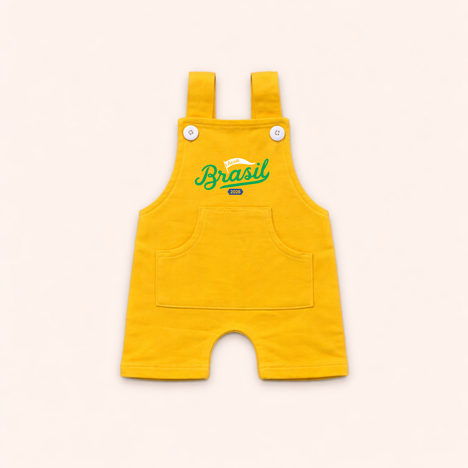 Conjunto de Bebê Brasil Hexa - Body + Jardineira | Copa do Mundo 2026