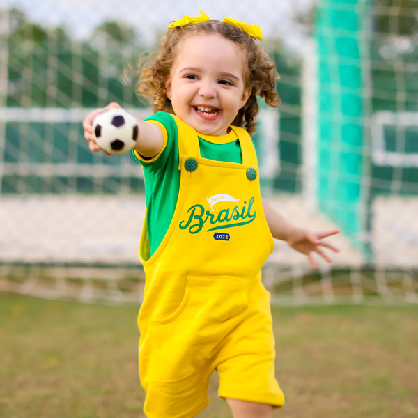 Conjunto de Bebê Brasil Hexa - Body + Jardineira | Copa do Mundo 2026