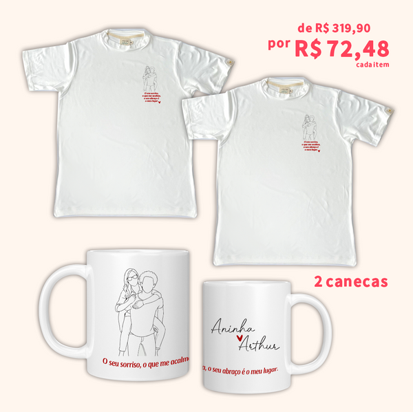 Kit Conforto Line Art - 2 Camisas + 2 Canecas