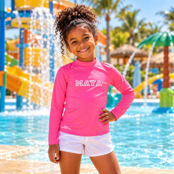 Camisa UV Pink Personalizada - De 0 a 16 Anos