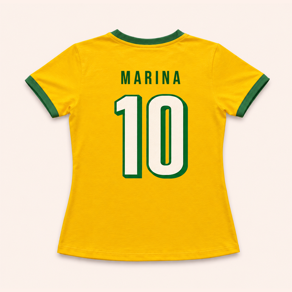 Camisa Baby Look - Brasil Rumo ao Hexa | Copa do Mundo 2026