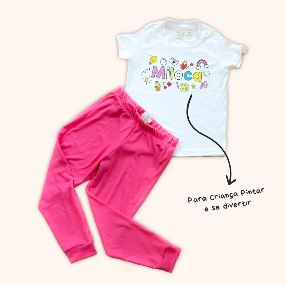 Pijama Infantil Colorir (Rosa)