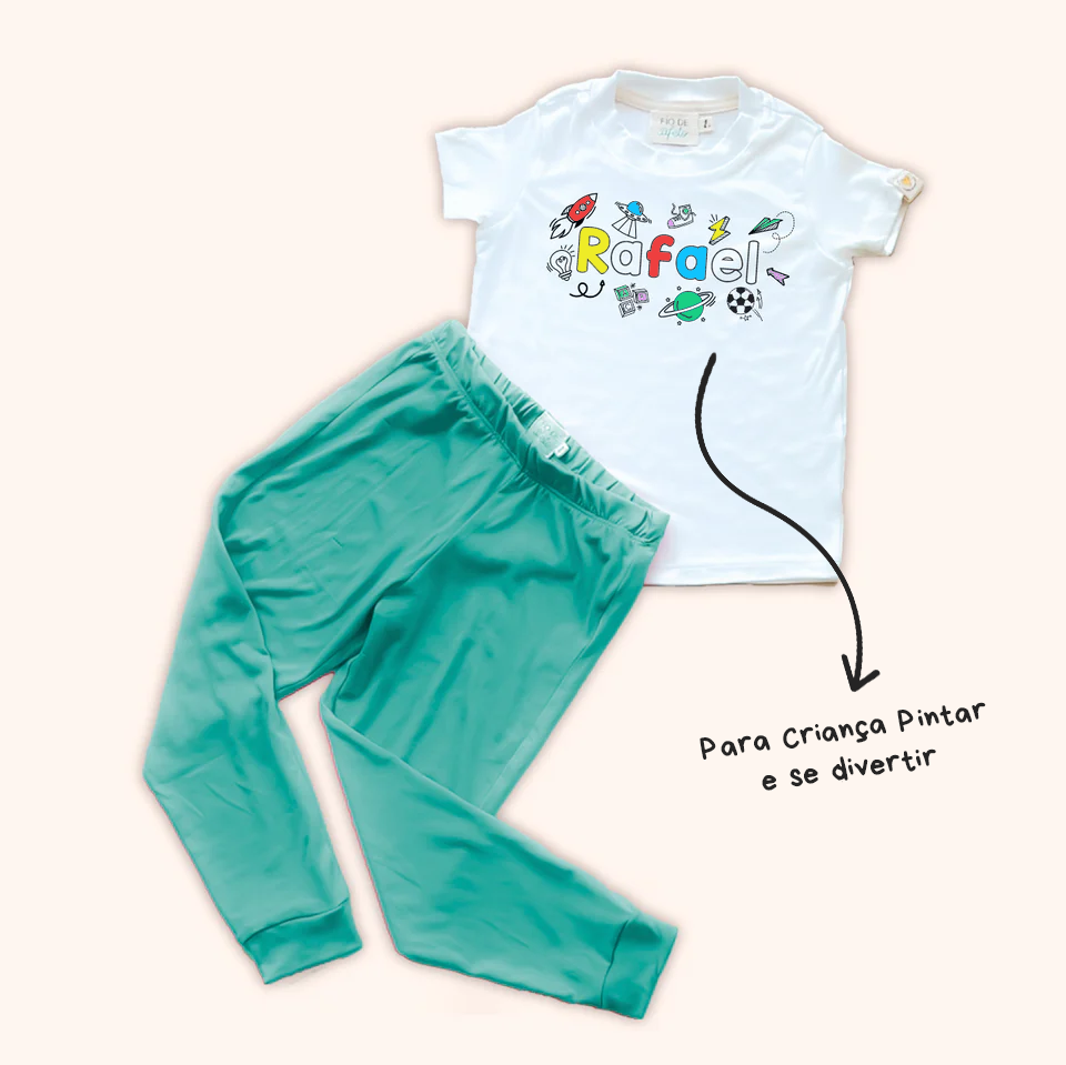 Pijama Infantil Colorir (Verde)